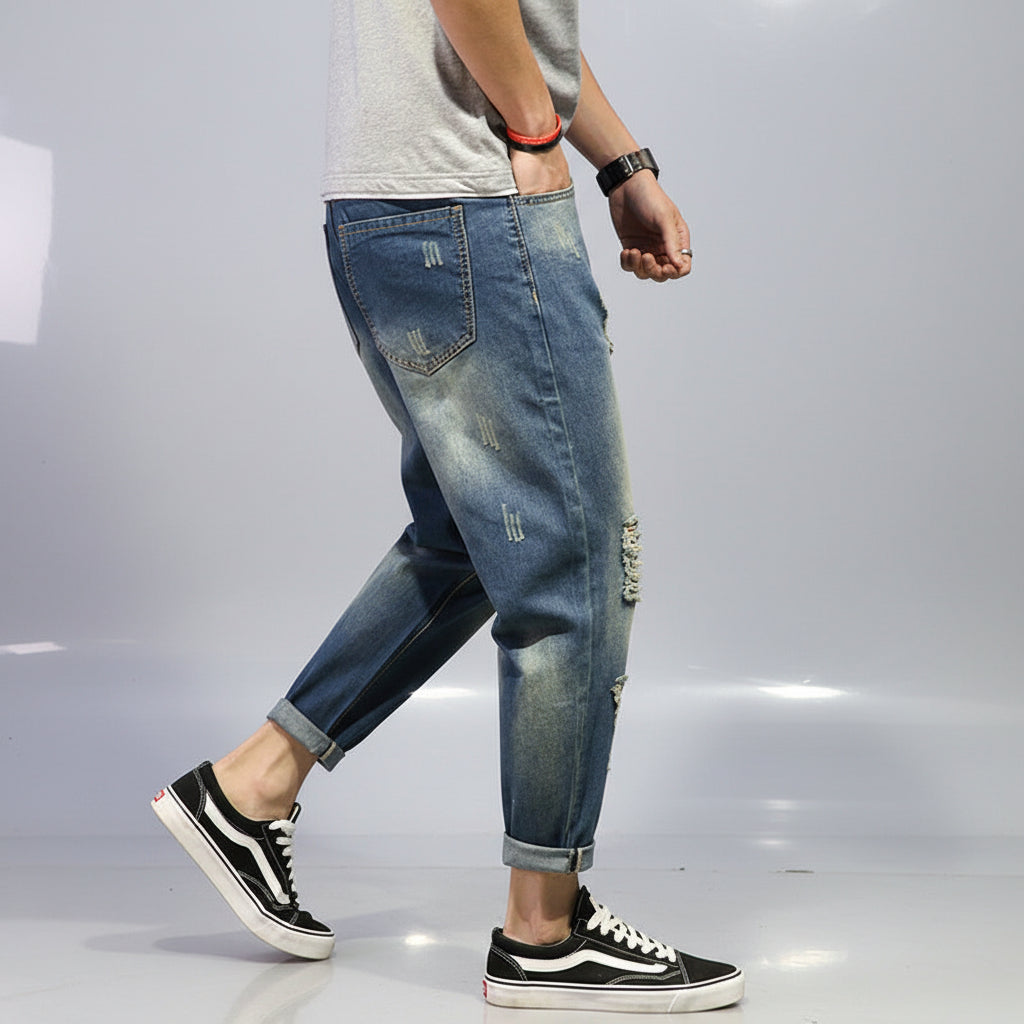 Men's Wide-Leg Cropped Jeans