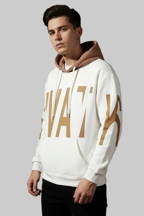 Printed Lapel Pullover Hoodie