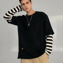 Striped Colour-Block Patch Sweatshirt