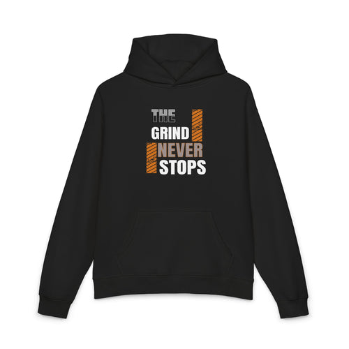 The Grind Never Stops Hoodie - Motivational Graphic Pullover for Hustle Mindset