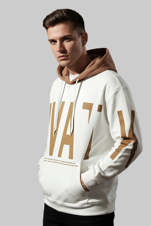 Printed Lapel Pullover Hoodie