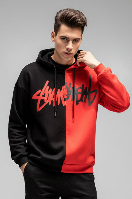 Unisex Patchwork Letter Print Hoodie