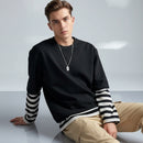 Striped Colour-Block Patch Sweatshirt