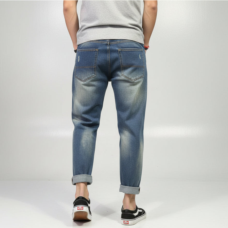 Men's Wide-Leg Cropped Jeans