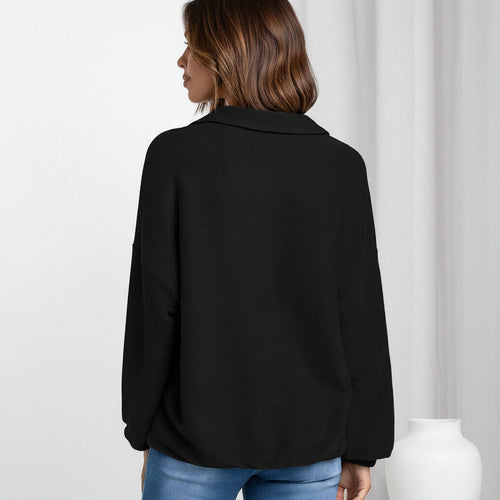 Zip V-Neck Streetwear Sweatshirt