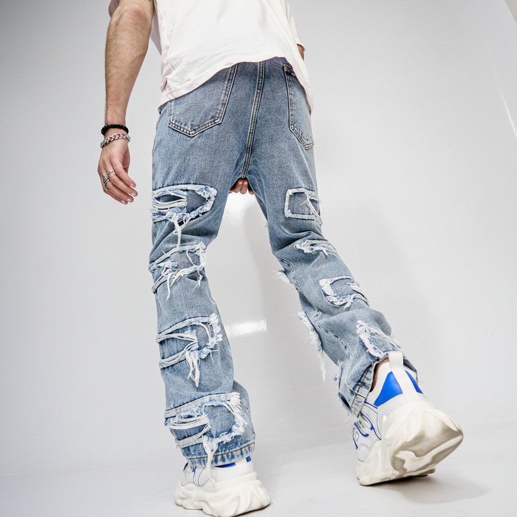 Men's Straight-Fit Patched Jeans