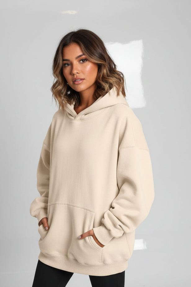 Women's Oversized Fleece Pullover Hoodie with Pocket