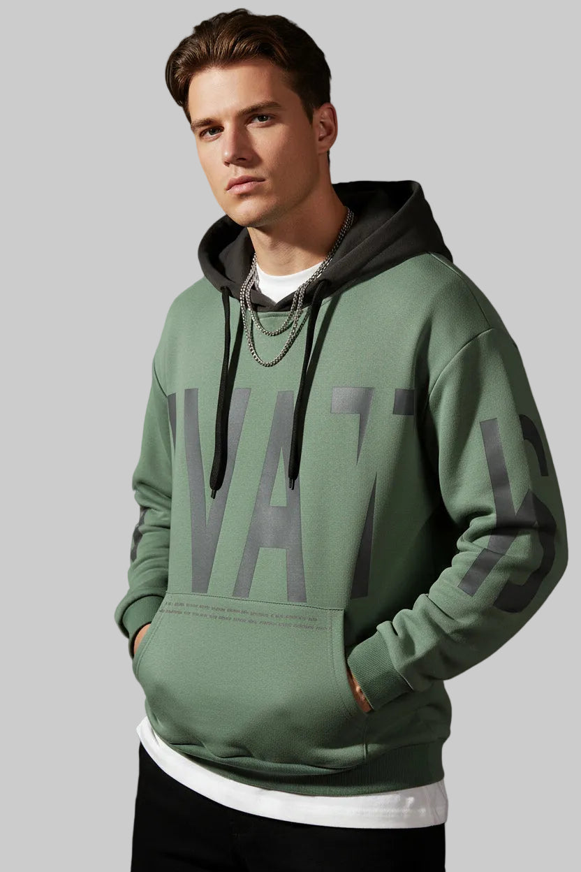 Printed Lapel Pullover Hoodie