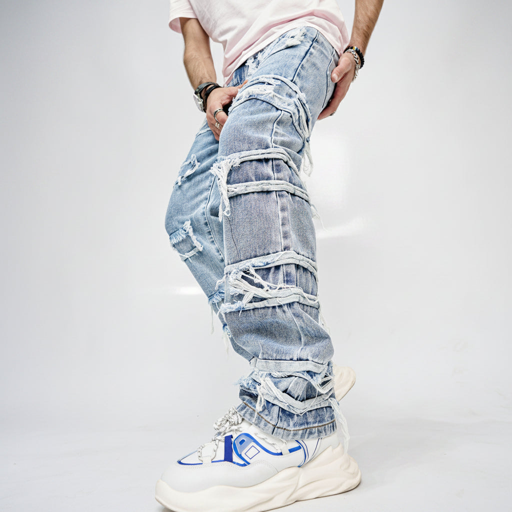 Men's Straight-Fit Patched Jeans