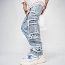 Men's Straight-Fit Patched Jeans