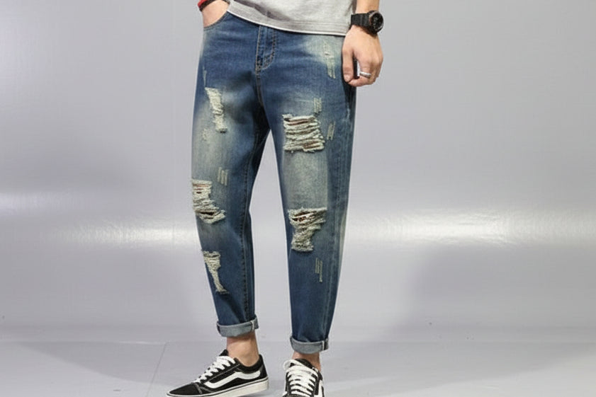 Men's Wide-Leg Cropped Jeans