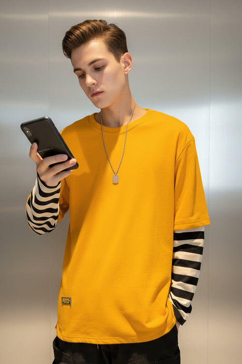 Striped Colour-Block Patch Sweatshirt