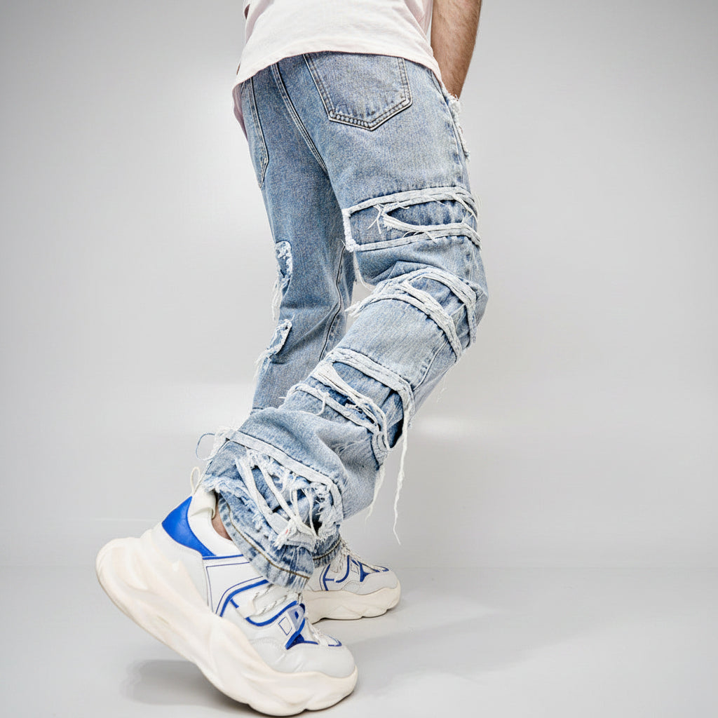Men's Straight-Fit Patched Jeans