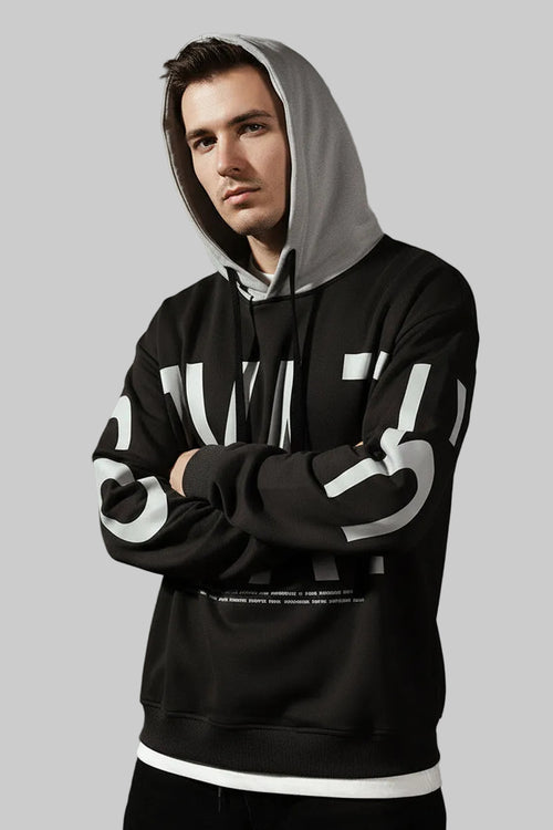 Printed Lapel Pullover Hoodie