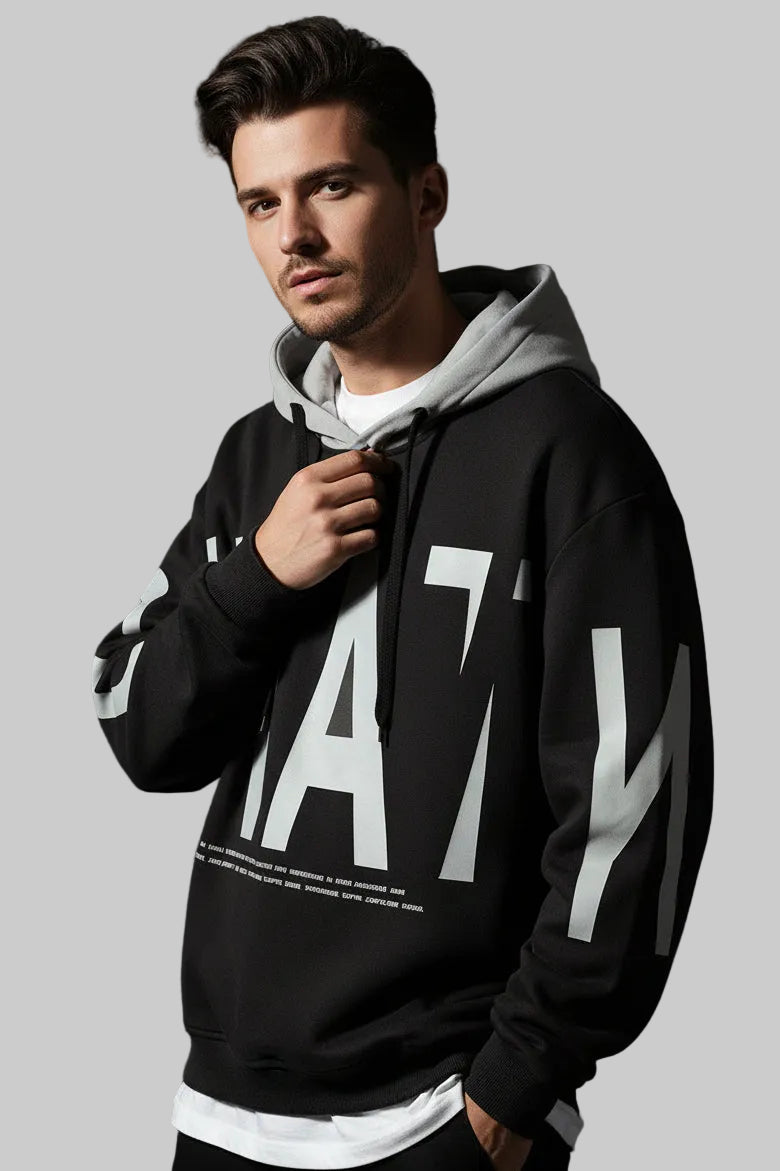 Printed Lapel Pullover Hoodie