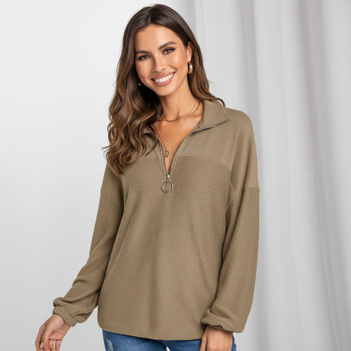 Zip V-Neck Streetwear Sweatshirt