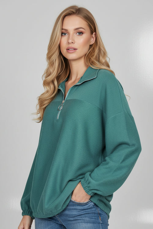 Zip V-Neck Streetwear Sweatshirt