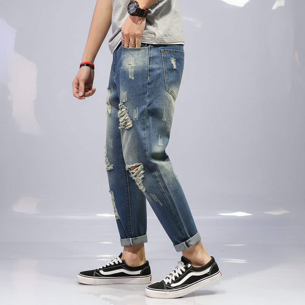 Men's Wide-Leg Cropped Jeans