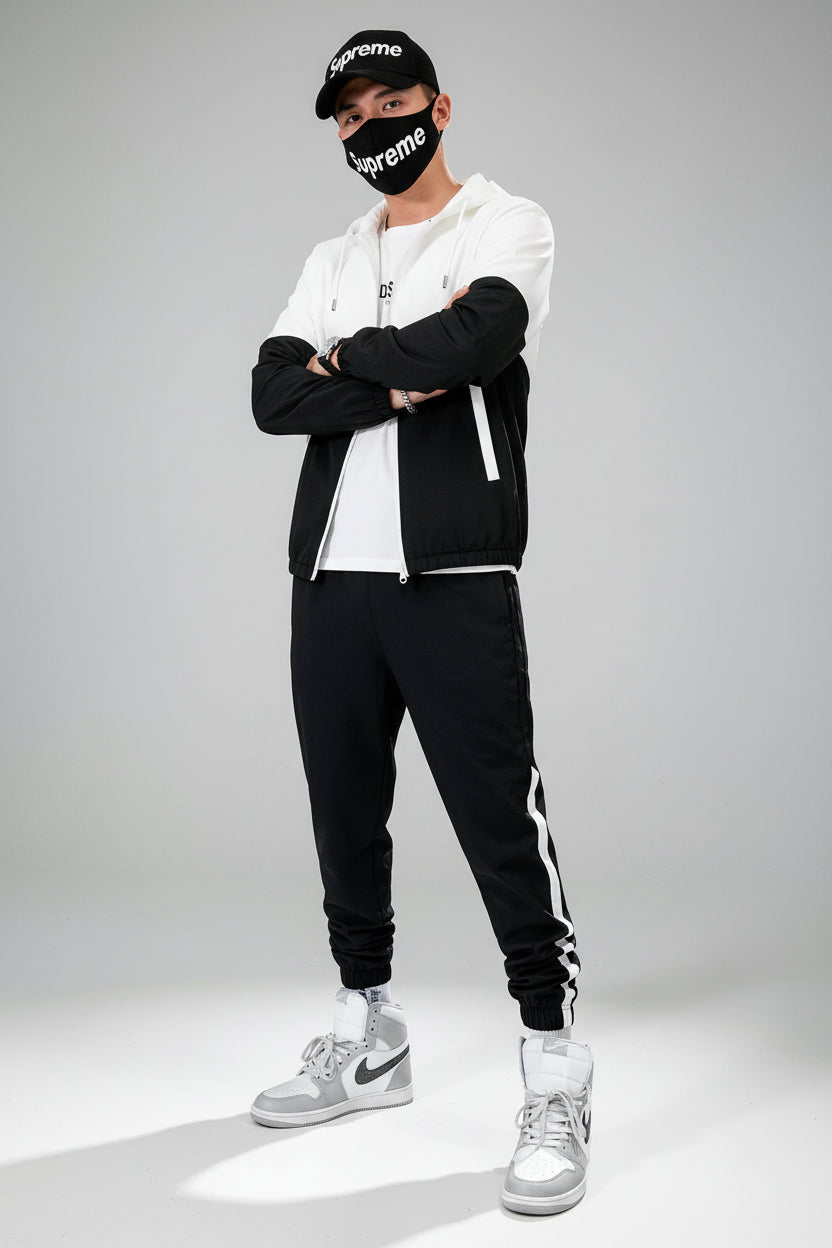 Zip Patchwork Tracksuit Set