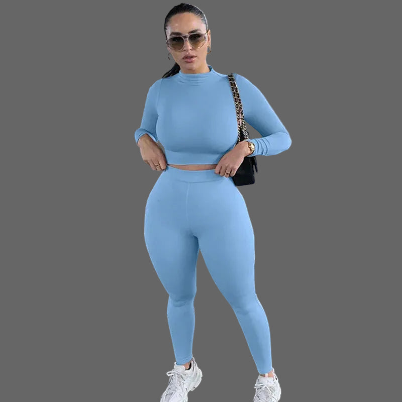 Woman in a blue outfit 