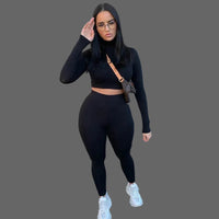 Stretch Crop Top Leggings Set