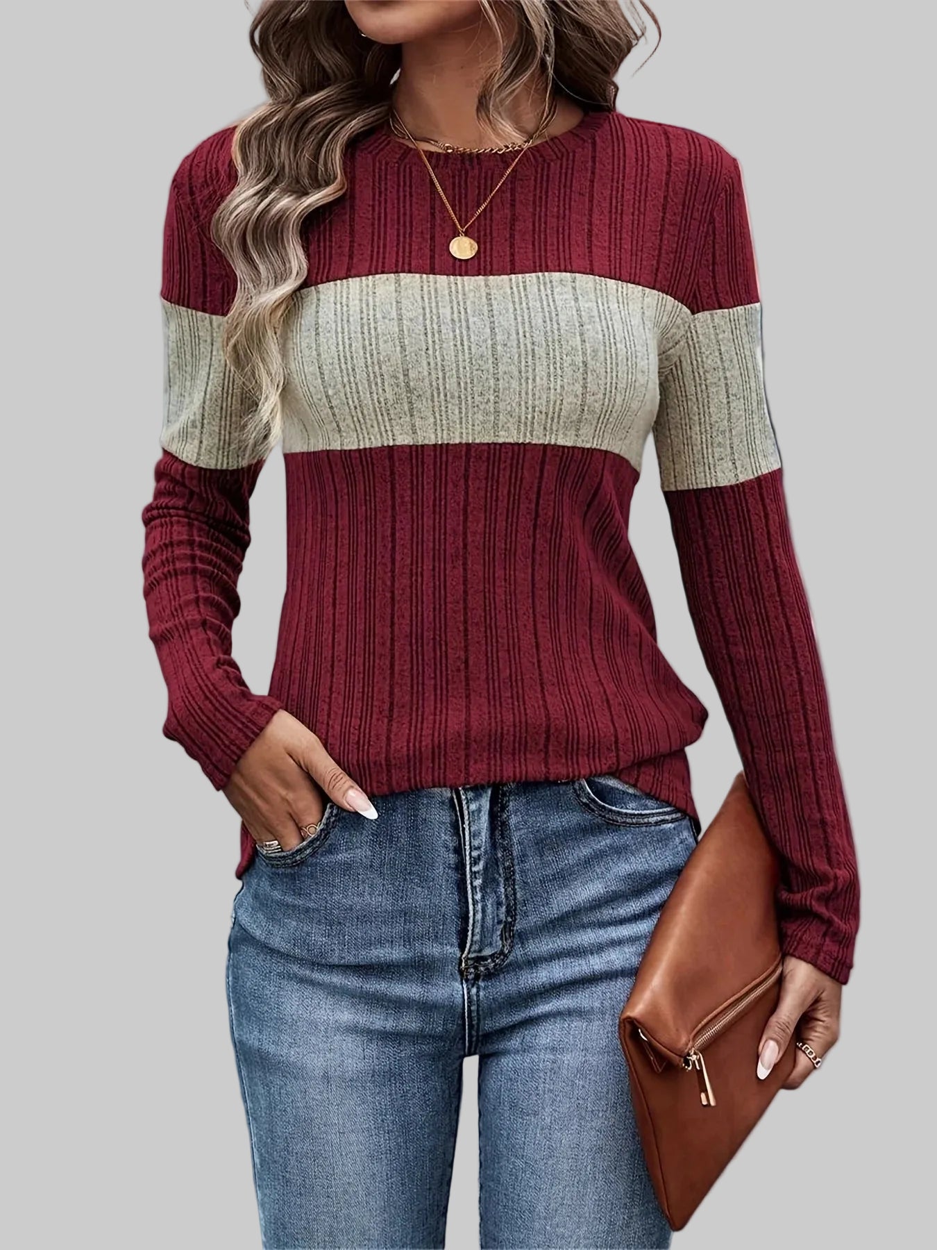 Chic Color-Block Design T-shirt