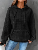 Women's Waffle Knit Hoodie | Lightweight Loose Fit Pullover Sweatshirt