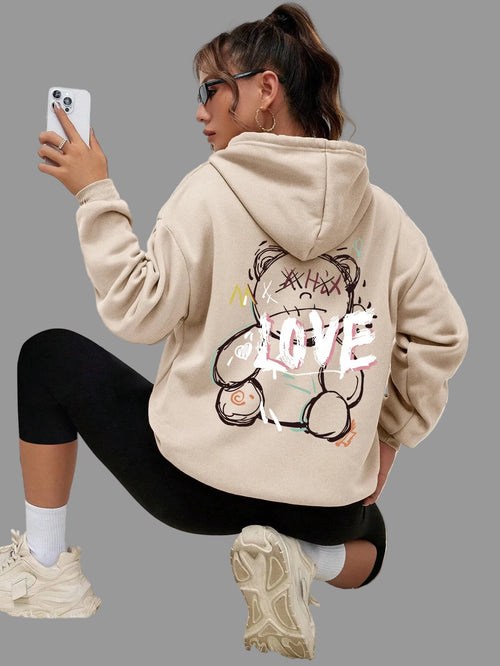 Graffiti Bear Print Hoodie