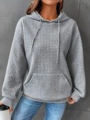 Women's Waffle Knit Hoodie | Lightweight Loose Fit Pullover Sweatshirt
