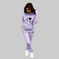 Women's Heart Print Tracksuit Set