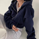Zip Crop Hoodie – Minimal Y2K Streetwear