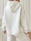 Women's Waffle Knit Hoodie | Lightweight Loose Fit Pullover Sweatshirt