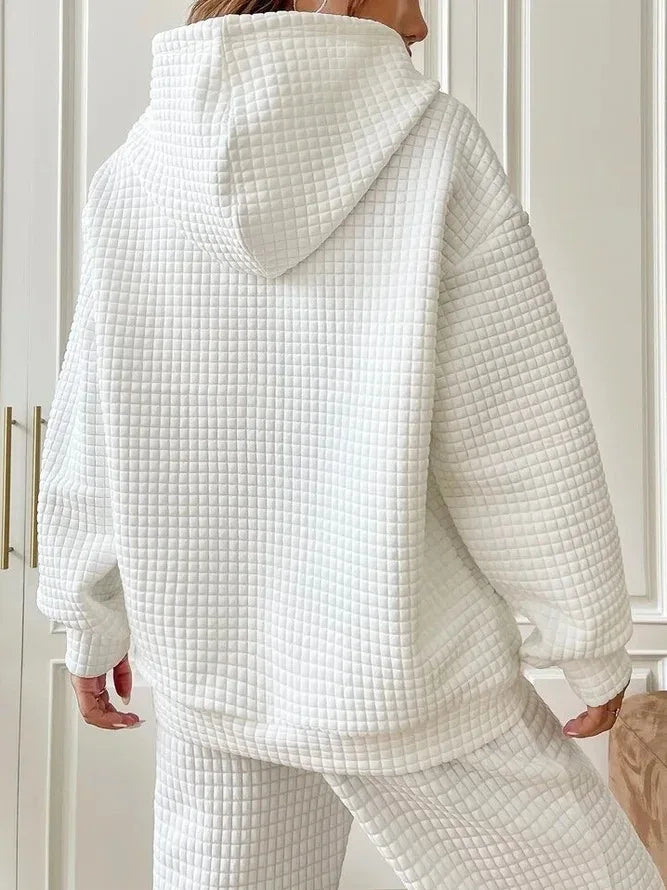 Women's Waffle Knit Hoodie | Lightweight Loose Fit Pullover Sweatshirt