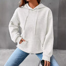 Women's Waffle Knit Hoodie | Lightweight Loose Fit Pullover Sweatshirt