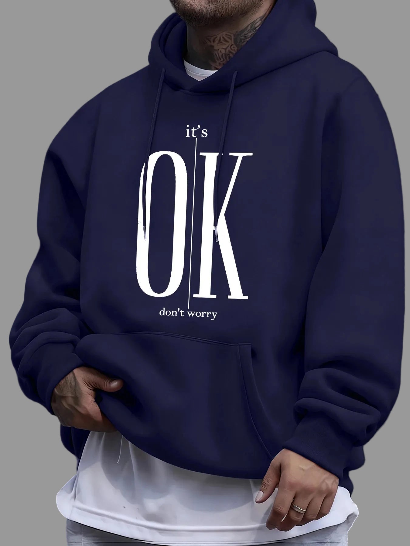 Fleece Text Print Hoodie