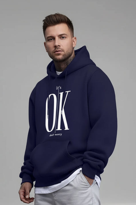 Fleece Text Print Hoodie