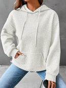 Women's Waffle Knit Hoodie | Lightweight Loose Fit Pullover Sweatshirt