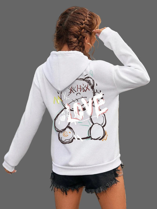 Graffiti Bear Print Hoodie