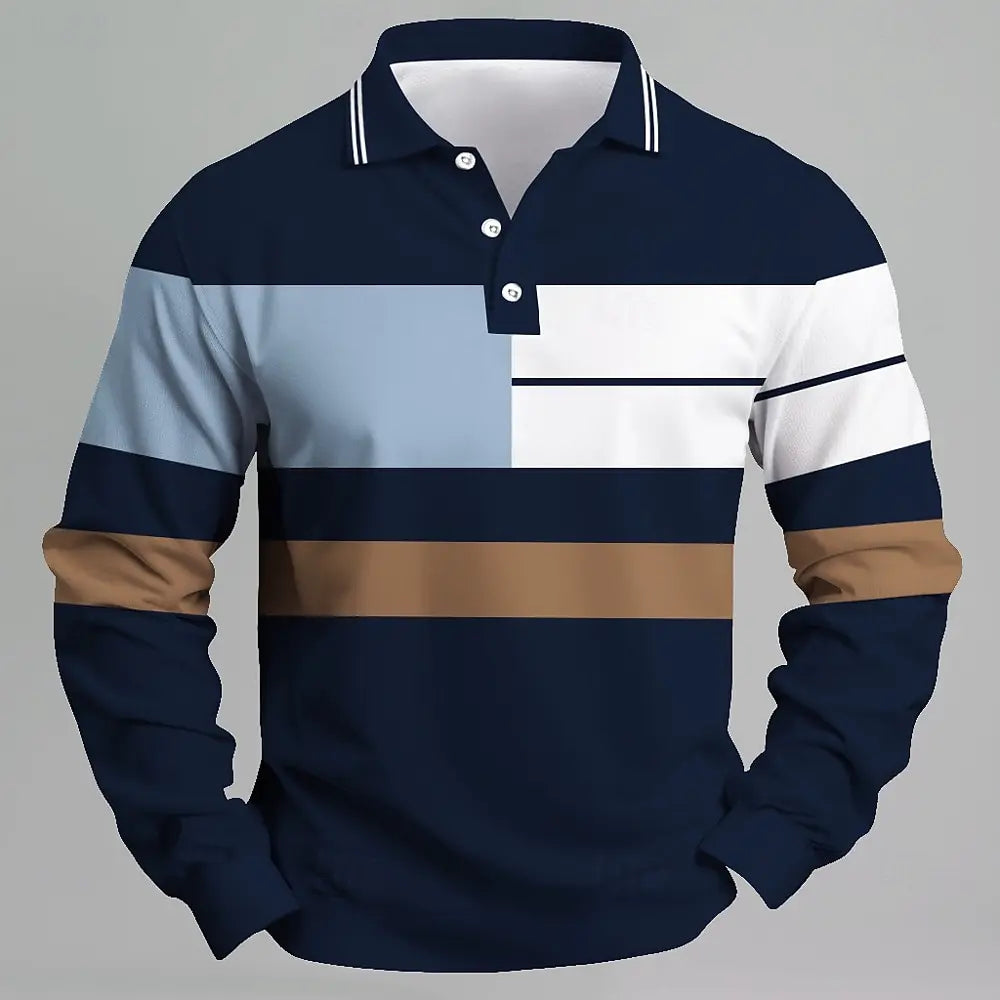 Men's Breathable Polo Shirt – Quick-Dry Color Block Casual Top