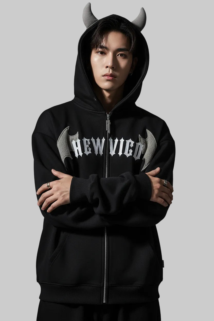 Dark Aesthetic Zip-Up Hoodie | Y2K Harajuku Grunge Streetwear for Men & Women