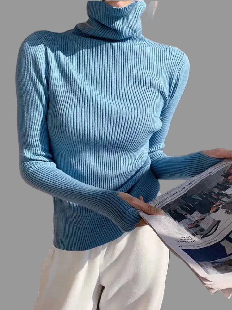 Slim Turtleneck Knit — Sleek Warmth.