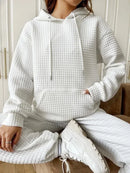 Women's Waffle Knit Hoodie | Lightweight Loose Fit Pullover Sweatshirt