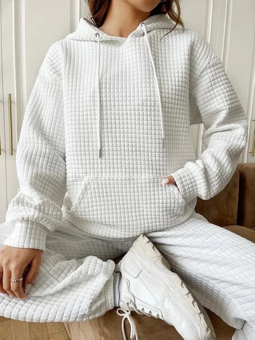 Women's Waffle Knit Hoodie | Lightweight Loose Fit Pullover Sweatshirt