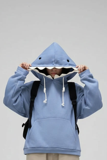 Shark Cartoon Pullover Hoodie