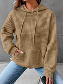 Women's Waffle Knit Hoodie | Lightweight Loose Fit Pullover Sweatshirt