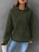 Women's Waffle Knit Hoodie | Lightweight Loose Fit Pullover Sweatshirt