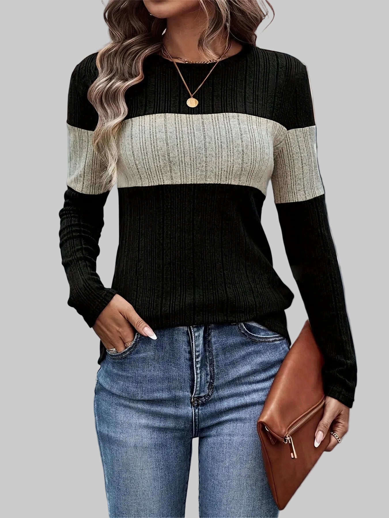 Chic Color-Block Design T-shirt