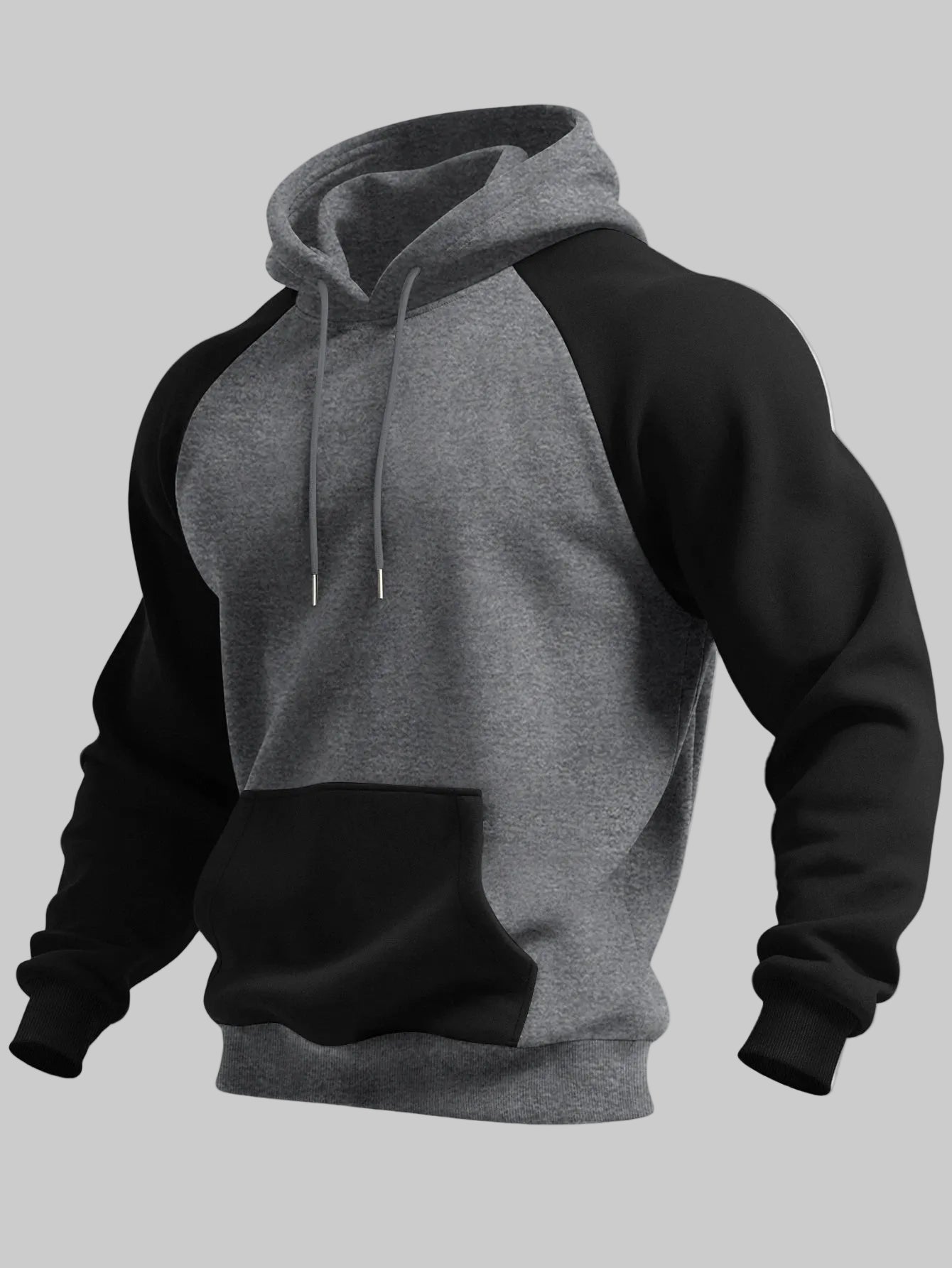 New Autumn Ainter Outdoor Sports Style Raglan Contrast Color Hooded Sweatshirt Fashionable Trendy Versatile Men's Tops