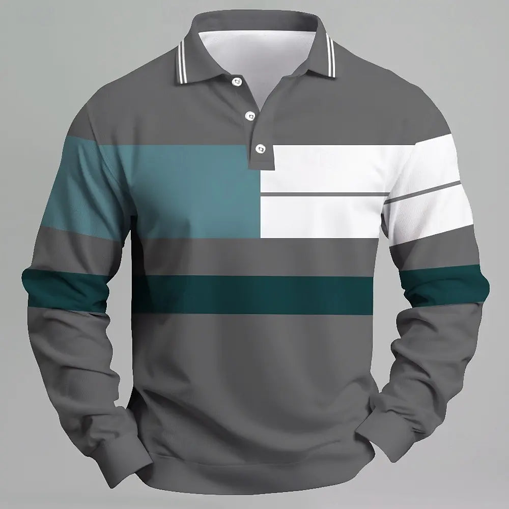 Men's Breathable Polo Shirt – Quick-Dry Color Block Casual Top