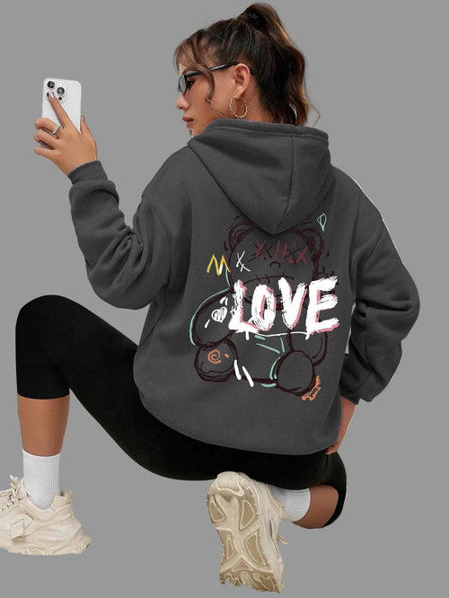 Graffiti Bear Print Hoodie